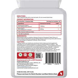 Cherry Max+ (Pack of 2) 2100Mg Montmorency Cherry Added with Black Cherry I 90 Vegan Capsules High Strength I Made in the UK by Prowise Healthcare