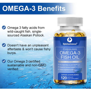 **New**Premium Omega 3 Fish Oil Max Strength 3600Mg Boost Heart Health, Brain Function, and Joint Mobility High EPA 1296Mg & DHA 864Mg Essential Fatty Acids for Optimal Wellness