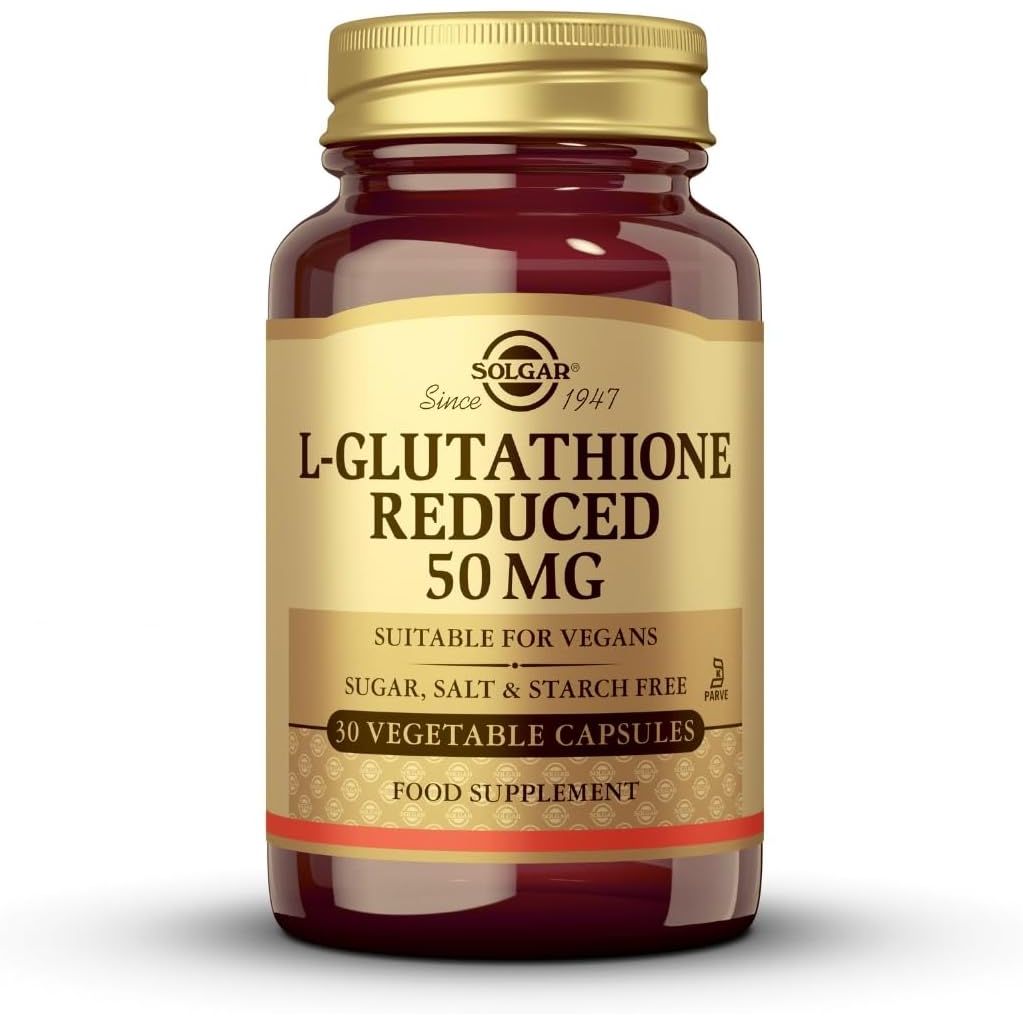 Solgar L-Glutathione Reduced 50 Mg Vegetable Capsules - Pack of 30 - Detoxification of the Liver - Glutamic Acid, Cysteine and Glycine - Vegan, Gluten Free and Kosher