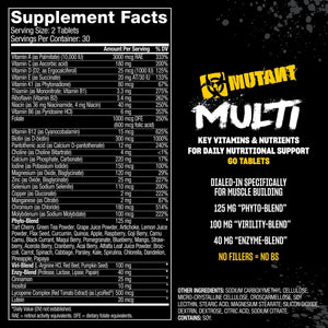 MUTANT Multi - High Potency Vitamins with 75+ Ingredients | Specifically Formulated for Heavy Lifting | 60 Tablets