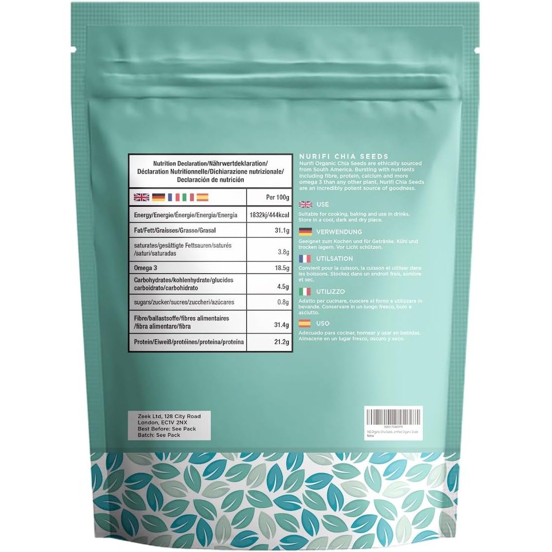 1KG Organic Chia Seeds - by Nurifi - Certified Organic Grade