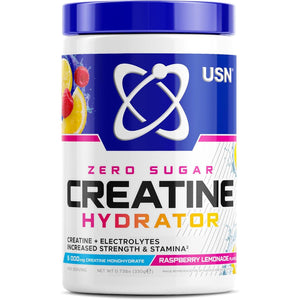 USN Creatine Hydrator - Creatine Monohydrate & Electrolyte Powder Drink with Himalayan Pink Salt & Sugar Free. Supports Muscle Growth, Strength & Hydration. Raspberry Lemonade - 330G (30 Servings)