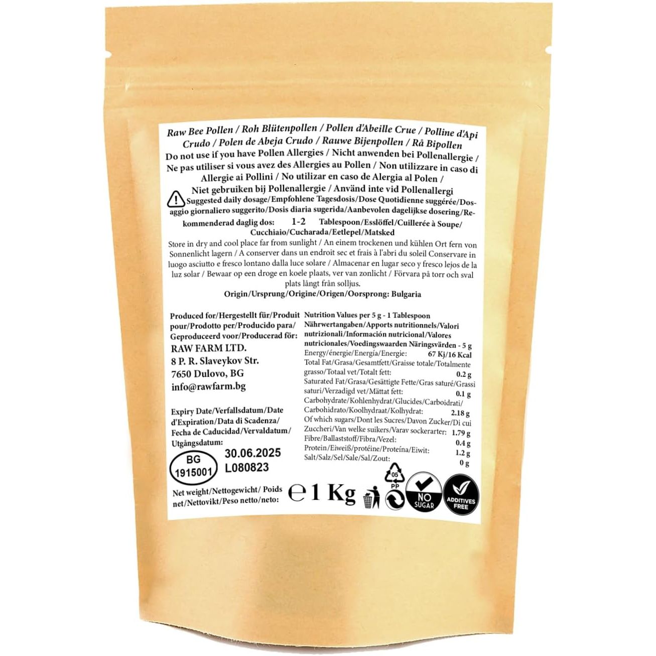 1 Kg Raw Bee Pollen Granules – 100% Natural Superfood | Rich in Vitamins, Minerals & Antioxidants | Energy-Boosting & Immune Support