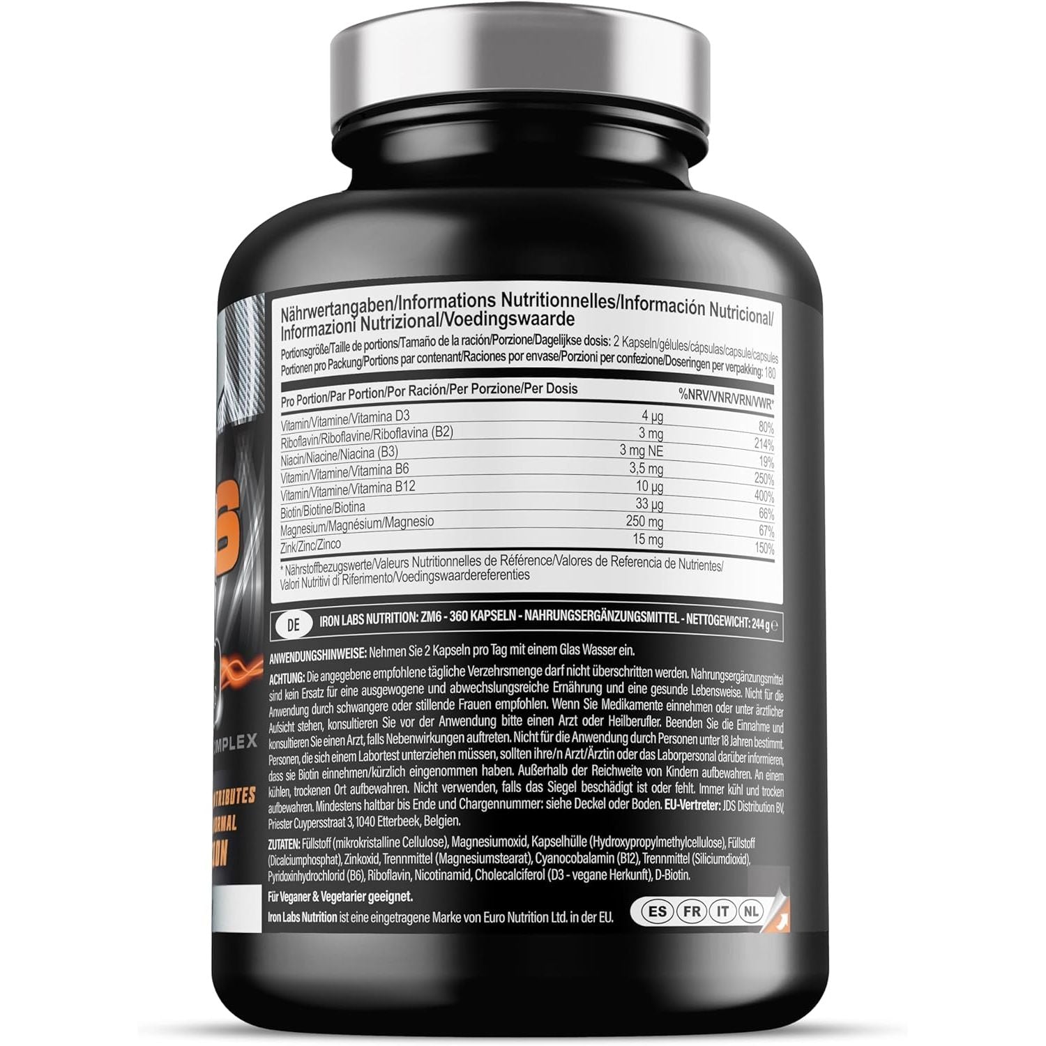 ZM6 - High Strength Zinc Magnesium Supplement - Zinc & Magnesium for Muscle Function - Zinc Magnesium Booster - 360 Vegetarian