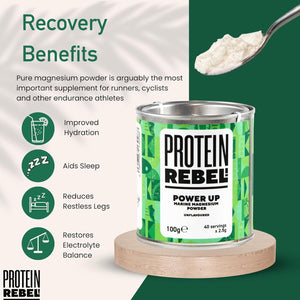 Marine Magnesium Citrate Powder - Easy Mix, 40 Servings - Made for Runners, Cyclists & Endurance - Gentle on the Stomach, Promotes Sleep, Prevents Cramp - Power Up, Magnesium Powder by Protein Rebel