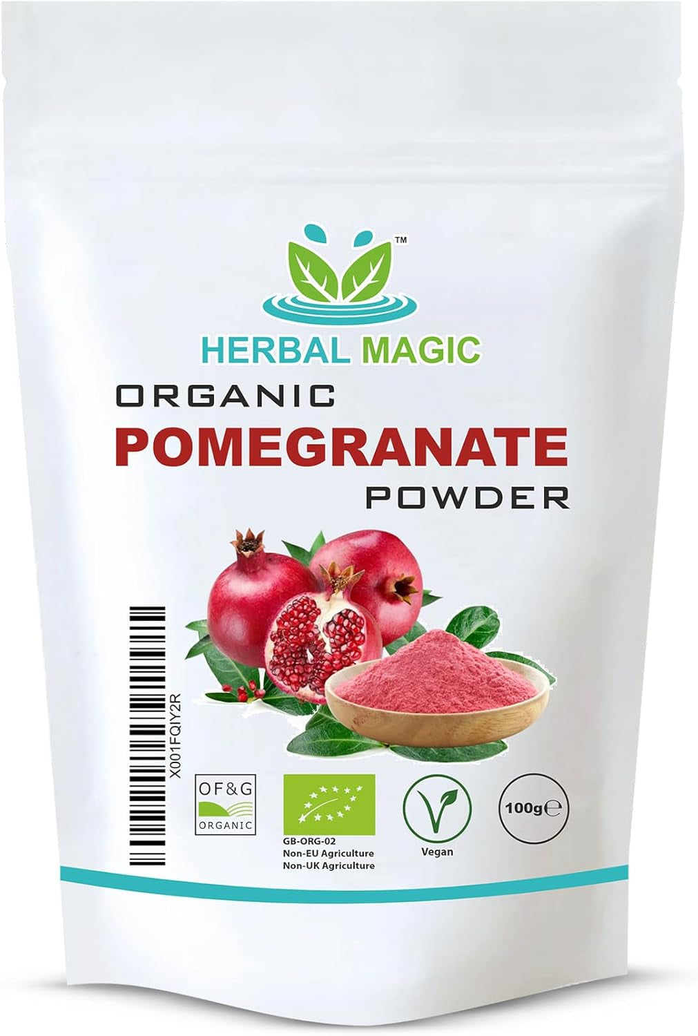 Herbal Magic'S Organic Pomegranate Fruit Powder, Spray Dried - Rich & Vibrant Smoothies, Shakes, Juices, Baking - Free from Artifical Flavour & Preservatives - 100G(Pack-1)