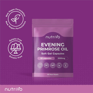 Evening Primrose Oil 1000Mg (2000Mg per 2 Capsule Serving) | 90 Capsules per Pouch - 45 Days Supply | High Strength & High GLA (Omega 6) Content | Cold Pressed