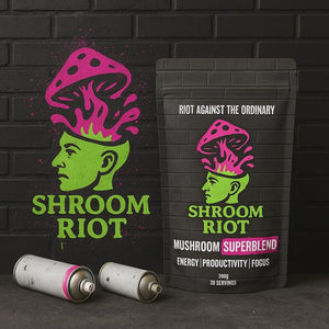 Shroom Riot Cocoa Mushroom Superblend | Instant Chocolate Powder Drink with Lion’S Mane, Chaga, Reishi & Cordyceps | 300G | 30 Servings