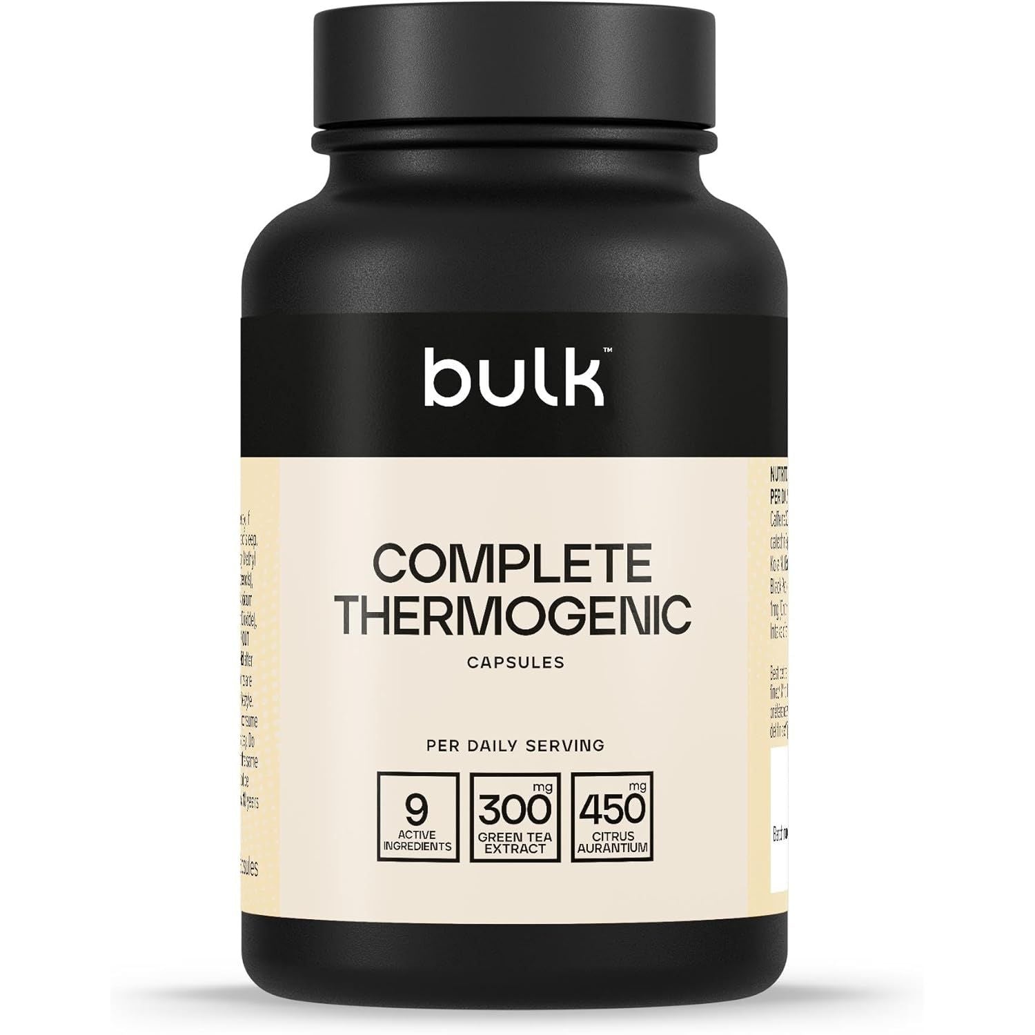 Bulk Complete Thermogenic, Pre-Workout with Caffeine, Chromium, Green Tea, Citrus Aurantium, Kola Nut, Bioperine, Cayenne Pepper, L-Tyrosine, L-Theanine, Pack of 90, 90 Servings, Packaging May Vary
