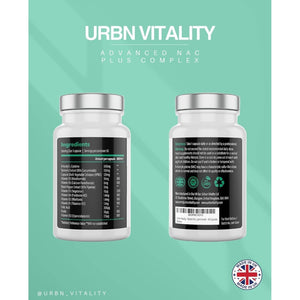 Urbn Vitality NAC + Turmeric Complex | Vitamin D3, B12 & Folate | 12-In-1 Supplement with Piperine | Energy, Recovery & Immune Support | 60 Vegetarian Capsules