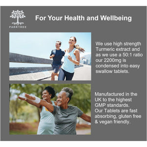 Turmeric Tablets 2200Mg with Black Pepper and Ginger - 180 Tablets - High Strength 95% Curcumin Supplement - Tablets Not Capsules - Vegan and Gluten Free - Made in the UK