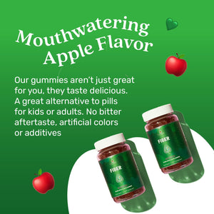 Fiber Gummies with Sugar-Free Prebiotic & High Strength Inulin - Fiber Supplement, Weight Control, Digestive Support for Kids & Adults - Apple Flavor (60 Ct) (1 Pack)