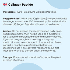 Pure Hydrolysate Bovine Collagen Peptides Powder | 500G | Type I & III Collagen Supplements for Women & Men | Rich in 8 Essential Amino Acids | 50 Servings | Halal Certified | Scoop Included