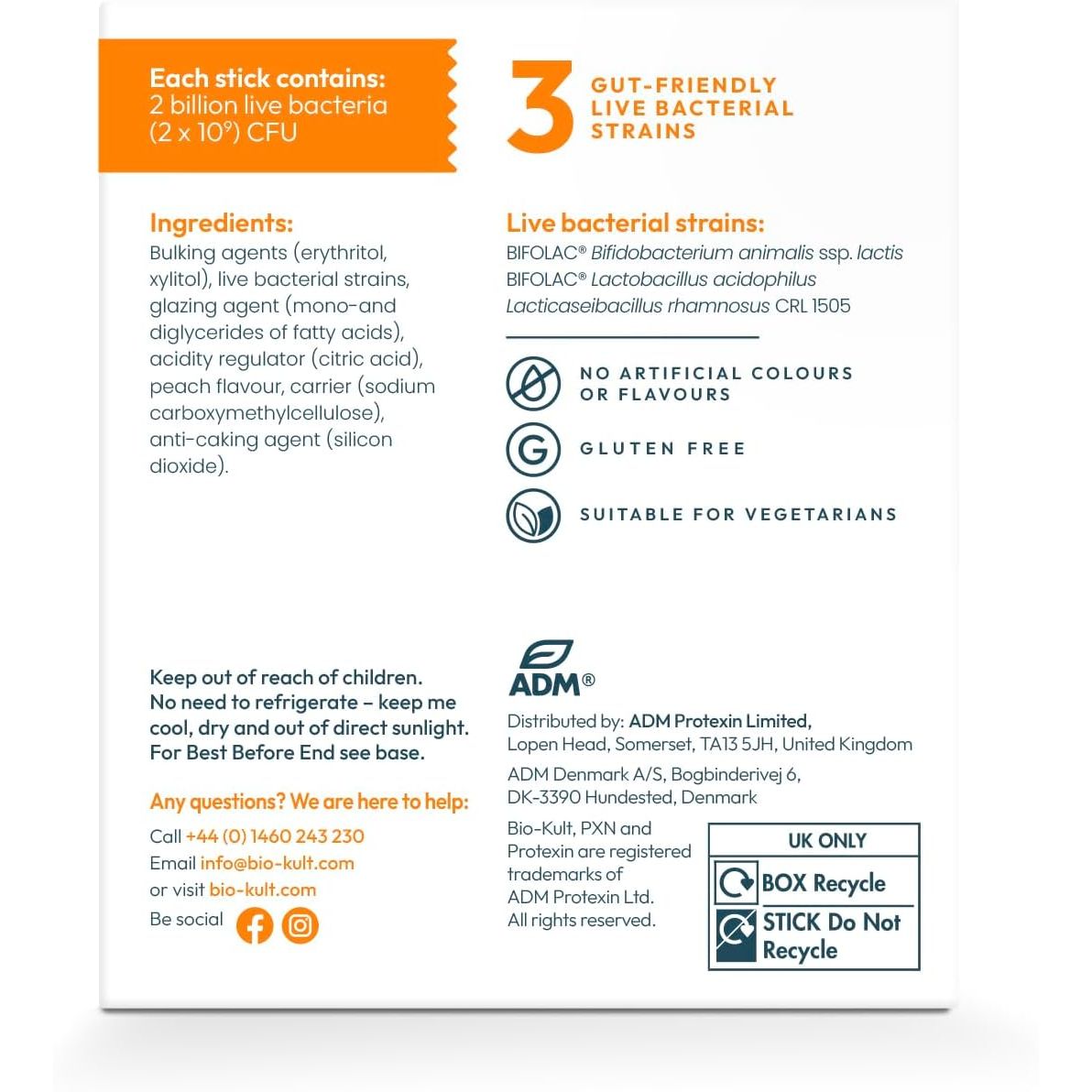 Bio-Kult Everyday Fast Dissolves Powder for Gut Health | 3B CFU + Vitamins C & D | Daily Digestive Support | Peach Flavour | 30 Sachets