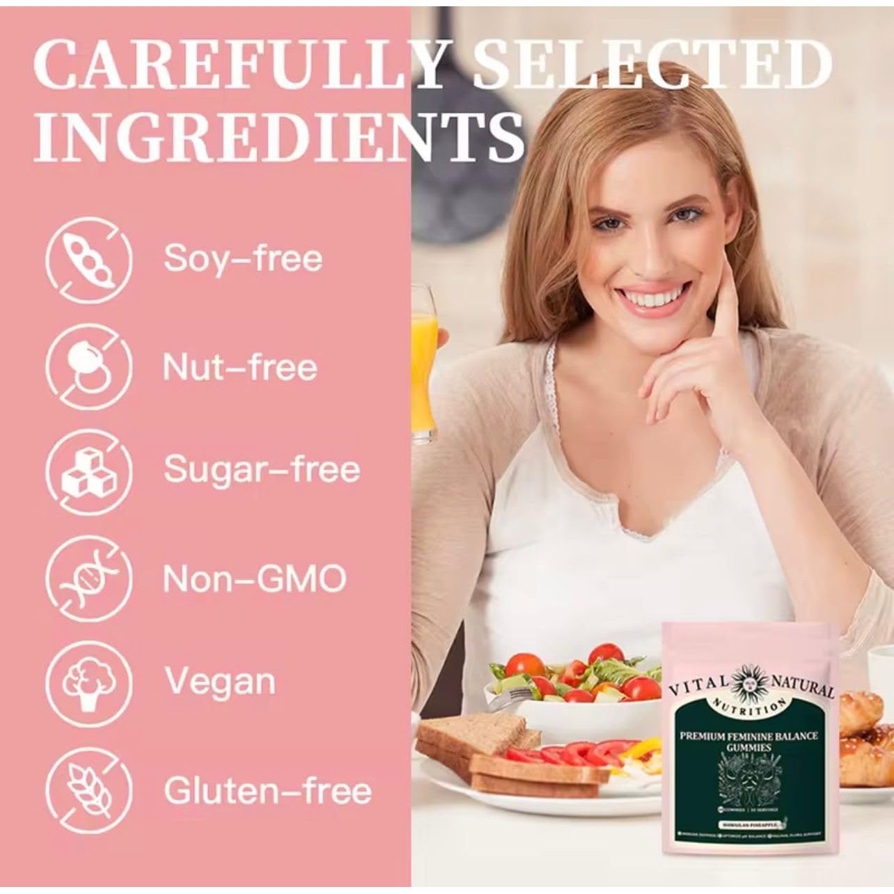 OPTISTRENGTH Balance Vaginal Probiotics Gummies for Women - Ph Balance with Prebiotic & Lactobacillus Probiotic Blend, Promote Healthy Odor & Flora | 60 Count Probiotic for Women Pineapple Flavour