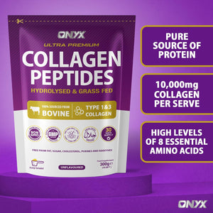 Premium Collagen Powder (Type I, III) Hydrolysed Bovine Collagen Peptides Powder - Halal Certified - 19 Amino Acids - High Levels of All 8 Essential Amino Acids & Bcaas - 150G