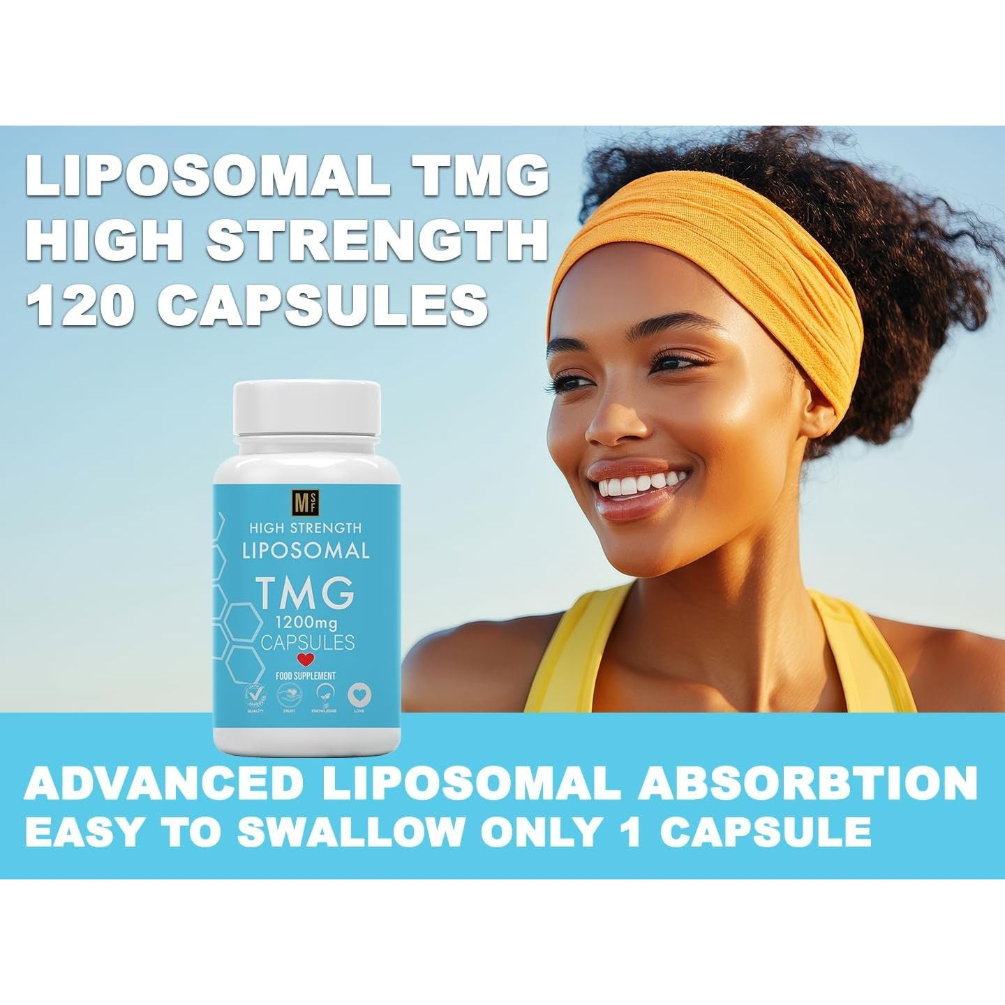 TMG 120 Capsules (1200Mg) 99% Pure Trimethylglycine Supplement as Betaine | High Strength 1-A-Day | 4 Months Supply | Liver Heart Health | Liposomal Delivery for Max Absorption, Longevity, Vegan