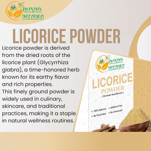 Herbs Botanica Licorice Root Powder Natural – Mulethi (Yastimadu) Powder (Glycyrrhiza Glabra) for Skin Care, Herbal Tea, Digestive Support & Wellness – 2 Oz