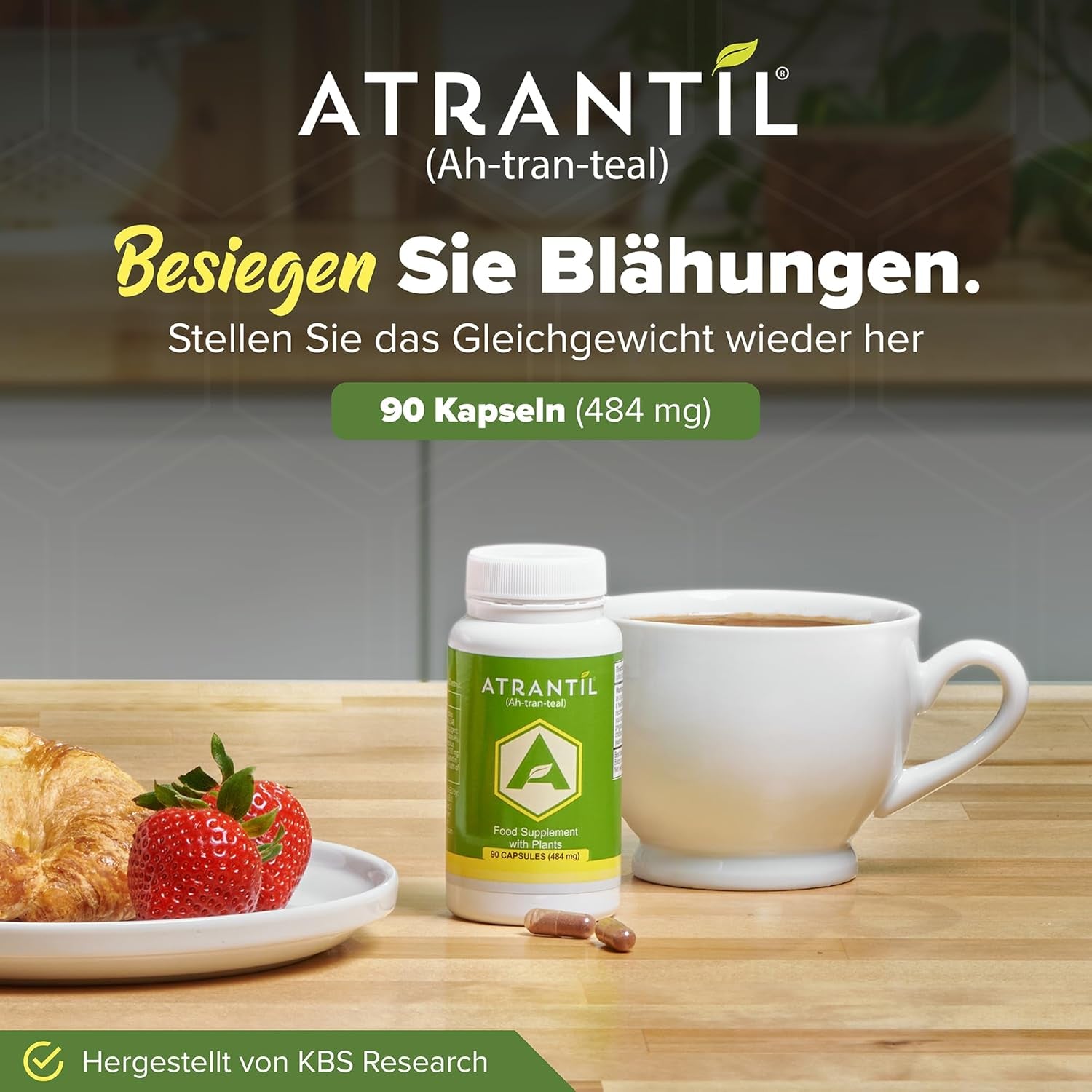 Atrantil Natural Digestive Aid for Bloating and Abdominal Discomfort, 90 Capsules