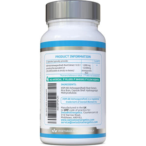 Ashwagandha KSM-66 : 12,500Mg Daily Super High Strength Ashwagandha - 5% Withanolides - Equivalent 1000Mg Extract - No Artificial Fillers or Binders - Organic Withania Somnifera Root - UK Made