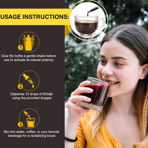 Pure Shilajit Liquid Drops, Natural Shilajit Resin Shilajit with 85+ Trace Minerals & Fulvic Acid, Strength & Stamina Booster for Men and Women