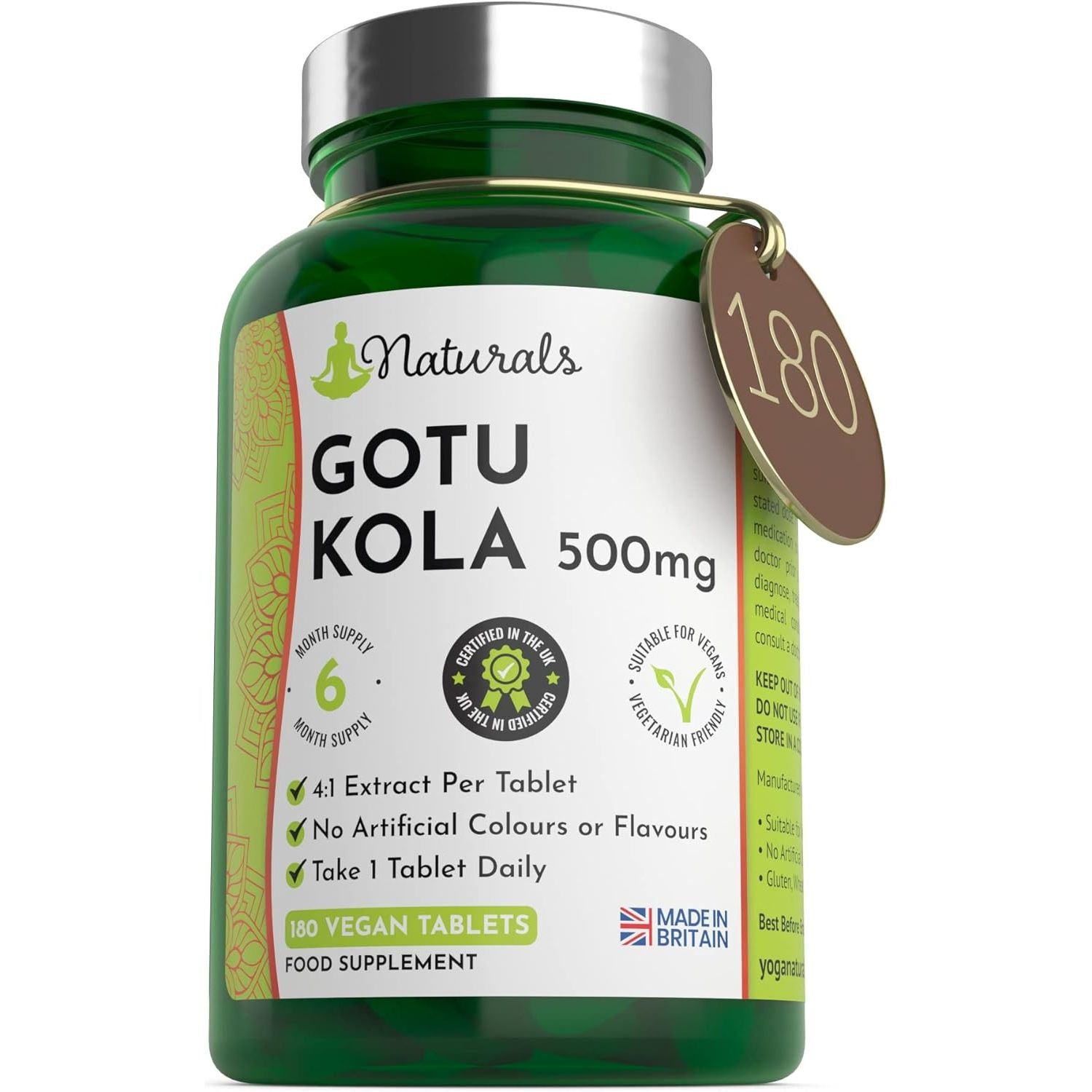 180 Gotu Kola Vegan Tablets for Adults - (6 Months Supply) 500Mg Herbal Centella Asiatica for Stress & Anxiety - UK Manufactured