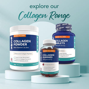Zipvit Marine Collagen 1200Mg Tablets with Hyaluronic Acid, Vitamin C, and Zinc. High Strength Type 1 Collagen for Men and Women, Supports Hair, Skin, and Nails, 60 Tablets, 1 Month Supply