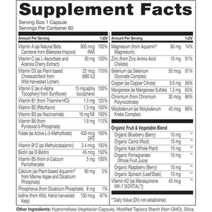 NATURELO One Daily Multivitamin for Women (50+) - with Natural Food-Based Vitamins, Minerals, Fruit & Veg Extracts - Iron-Free Menopause Supplement - 60 Vegan Capsules | 2 Month Supply