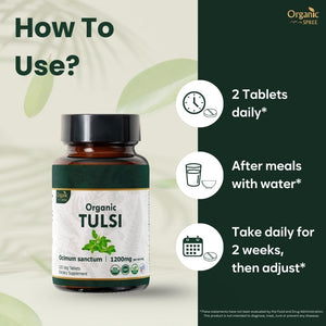 ORGANIC SPREE TULSI 120 Tablets | Holy Basil (Tulsi) | USDA Organic Certified | Organic and Natural 120Tab (1)