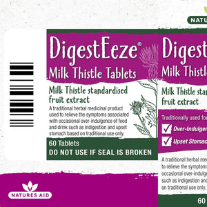 Natures Aid Digesteeze Milk Thistle 60 Tablets – Supports Liver & Digestive Health – High Strength Silymarin – Vegan, Non-Gmo, Gluten-Free – Traditional Herbal Remedy for Indigestion Relief