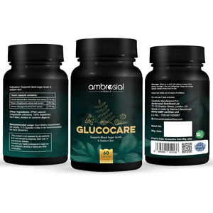 Ambrosial Glucocare | Bitter Melon | Neem | Black Plum (Jamun) | Sugar & Diabetes Support | Helps in Balancing Blood Sugar | 100% Natural Ingredients | 60 Tablets