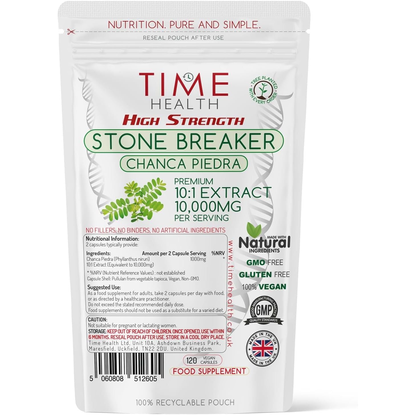 High Strength Stone Breaker - Chanca Piedra - 10,000Mg - 120 Capsules - Kidney & Liver Support - Dissolve, Flush & Cleanse - UK Made Supplement - GMP - Additive Free - Vegan (120 Count (Pack of 1))