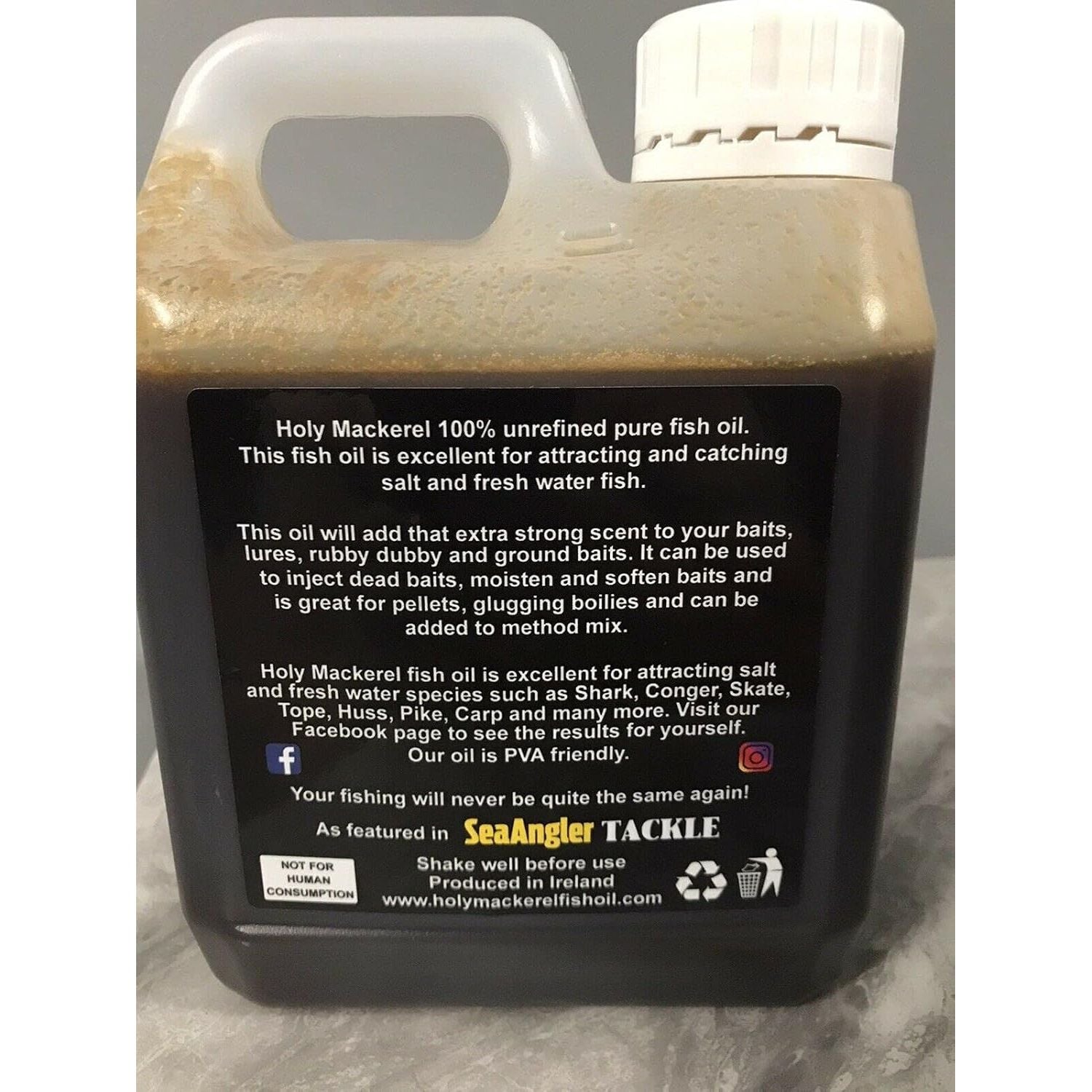 Holy Mackerel! 100% Pure Fish Oil Carp Catfish Pike Fishing Pellets