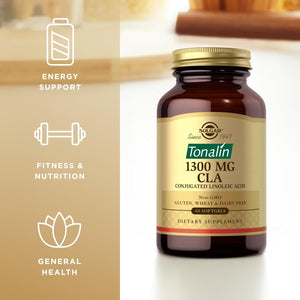 Solgar Tonalin CLA Softgels - Pack of 60 - Omega-6 Essential Fatty Acids - Derived from Safflower Seed Oil - Free from Sugar, Salt and Starch