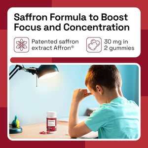 NAVEH PHARMA Optimind - Focus Supplement | Natural ADHD Supplements for Kids | 30 MG Saffron Supplements: Kids Vitamins and Memory Supplement for Brains | Mood Support | 60 Calm Gummies (Strawberry)