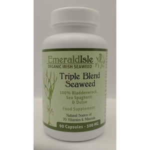 Triple Blend Seaweed Tablets 500 Mg 90 Capsules Certified Organic Harvested in North Atlantic Coast of Ireland