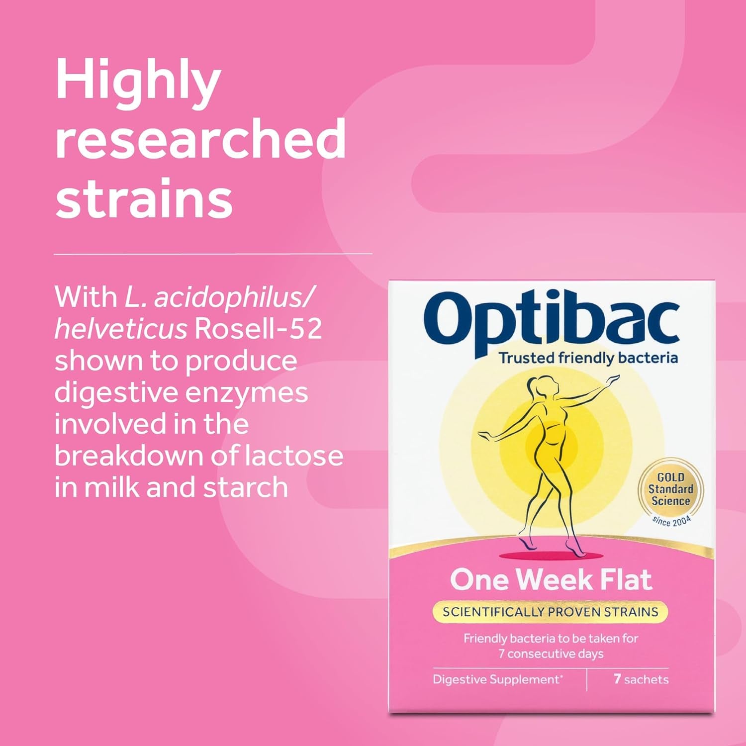 Optibac Probiotics One Week Flat - Vegan Digestive Probiotic Supplement Powder Suitable for Bloating with 5 Billion Bacterial Cultures - 1 Week Supply, 7 Sachets