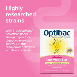 Optibac Probiotics One Week Flat - Vegan Digestive Probiotic Supplement Powder Suitable for Bloating with 5 Billion Bacterial Cultures - 1 Week Supply, 7 Sachets