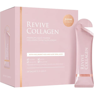 Revive Collagen Premium 8,500Mg Hydrolysed Marine Collagen Drink with Added Hyaluronic Acid & Aloe Vera for Healthy Skin, Hair, Nails & Joints | Lemon & Lime | 28 X Sachets