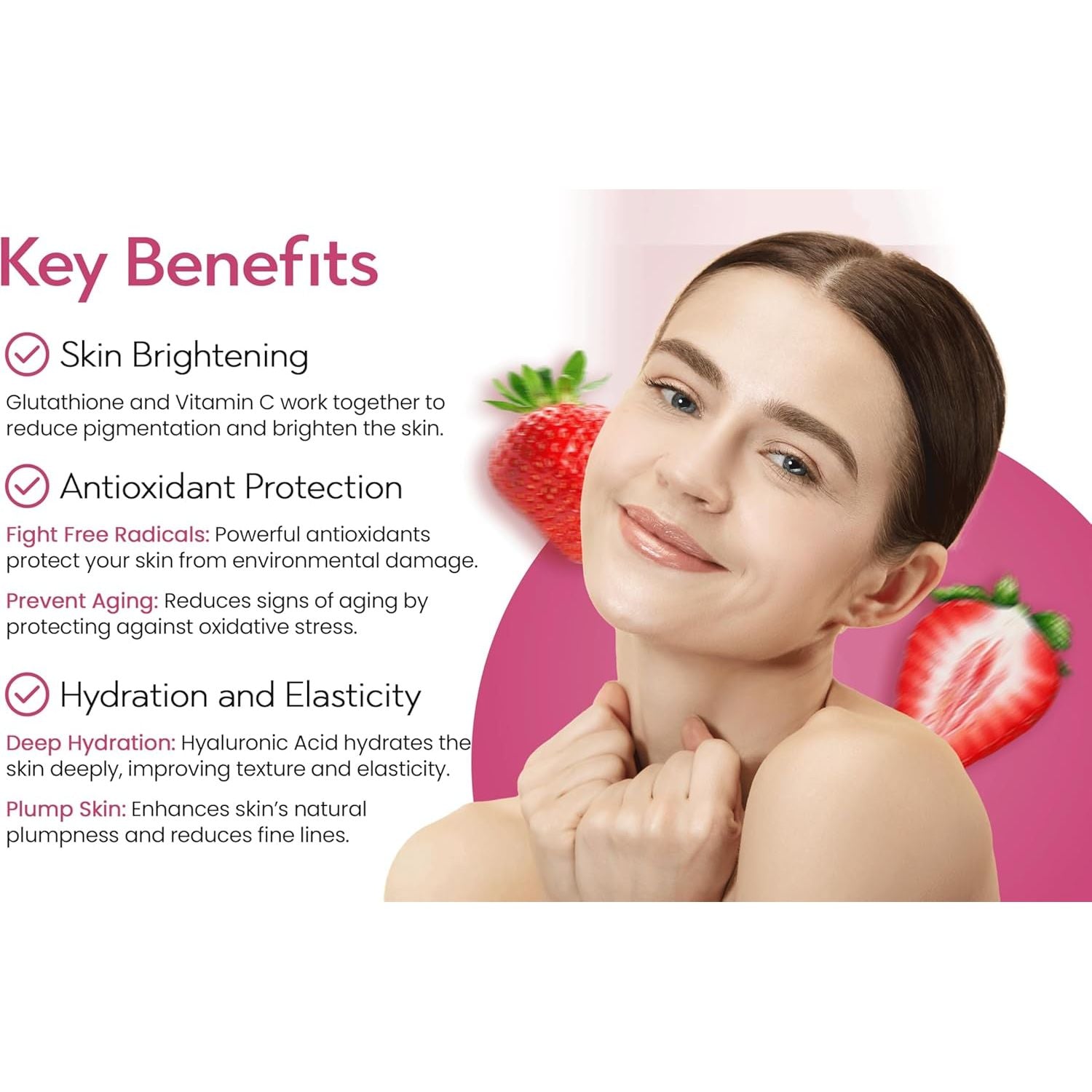 Ayaani Glutathione Glow+ 1200Mg - Effervescent Beauty Tablets with Vitamin C, Hyaluronic Acid & Alpha Lipoic Acid - Skin Brightening & Antioxidant Support - Strawberry Flavour - 20 Tablets