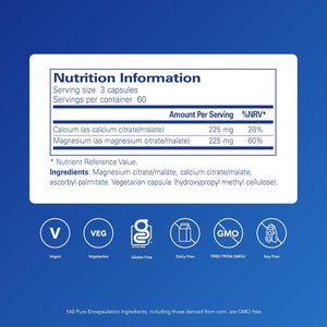 Pure Encapsulations Calcium Magnesium (Citrate/Malate) - Mineral Combination for Bones, Muscles and Nerves - 180 Capsules