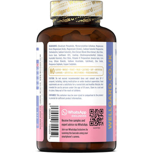 Wellgard Vegan Calcium Magnesium Zinc and Vitamin D Capsules - Calcium Supplement, Calcium Tablets with Phosphorus, Manganese, Selenium, Copper, Made in UK