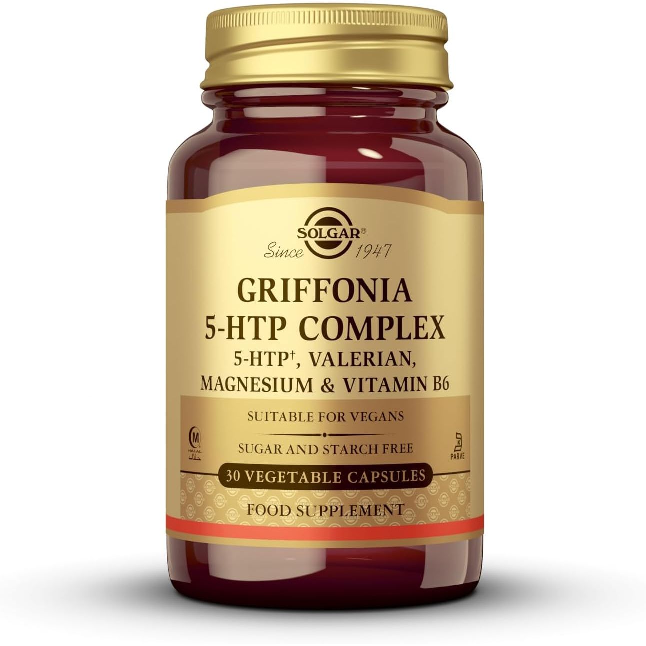 Solgar Griffonia 5-HTP Complex – Sleep and Mood Support with Valerian Root, Magnesium, and Vitamin B6 - Vegan & Gluten Free - Pack of 30
