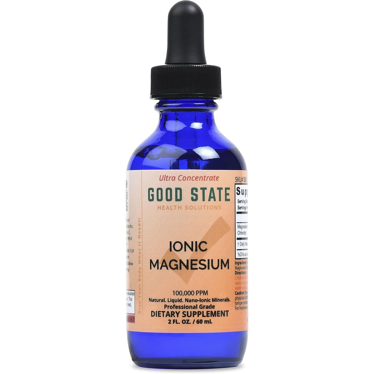 (Glass Bottle) Good State - Liquid Ionic Magnesium Ultra Concentrate (10 Drops Equals 50 Mg) (100 Servings per Bottle)