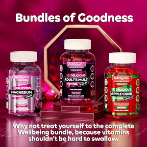 Adult Multi Vitality Gummy | 11 Essential Vitamins & Minerals A,D,E,C,B3,B6,B5,B12,Biotin, Zinc & Iodine | Mixed Berry Flavour | 60 Vegan Gummies | Support Wellbeing & Immune System by NUTRIGUMS®