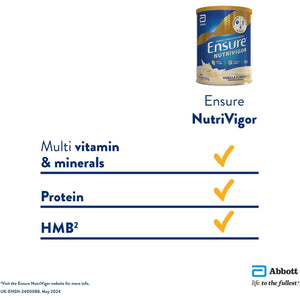 Ensure Nutrivigor Nutritional Shake – Vanilla Flavour – 850G – Food Supplement with Protein, HMB & 27 Vitamins & Minerals – Supports Strength, Energy & Immunity – with Vitamin D, C & B