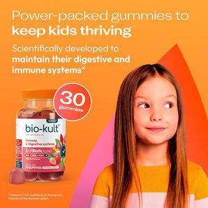 Bio-Kult 3In1 Gut Health Gummies for Kids | 2B CFU + Multivitamins | Strawberry Flavour | Ages 4+ | 30 Probiotic Gummies