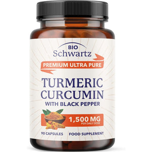 Turmeric and Black Pepper Capsules | High Strength 1500 Mg Turmeric Curcumin Supplements | with Black Pepper for Ultra Absorption | Non-Gmo, Vegan, Gluten-Free | 90 Capsules, 30 Day Supply