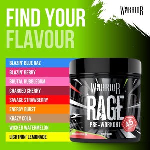 Warrior Rage - Pre-Workout Powder - 392G - with Creatine Gluconate, Vitamin C and Beta Alanine - Energy Drink Sports Supplement - for Men & Women - 45 Servings (Wicked Watermelon)