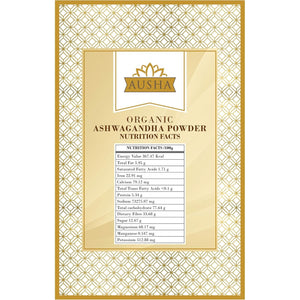 Ausha Organic Ashwagandha Powder 100G High Strength - UK Certified Organic by Soil Association - Stress & Anxiety Relief, Energy, Sleep Aid - Whole Ashwagandha Root Used